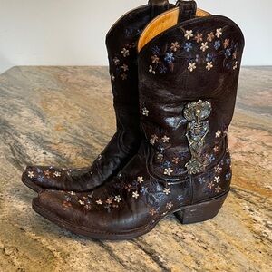 Rare Old Gringo Catrina Boots Floral Embroidery with Skull Emblem Size 8